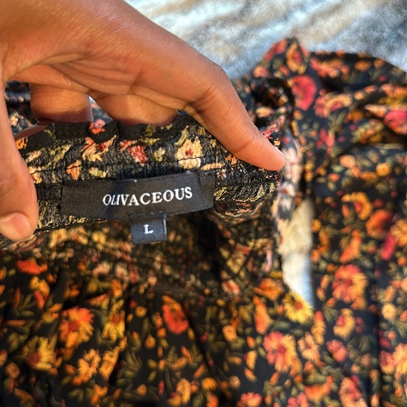 Black flower dress with orange details - Picture 3 of 3